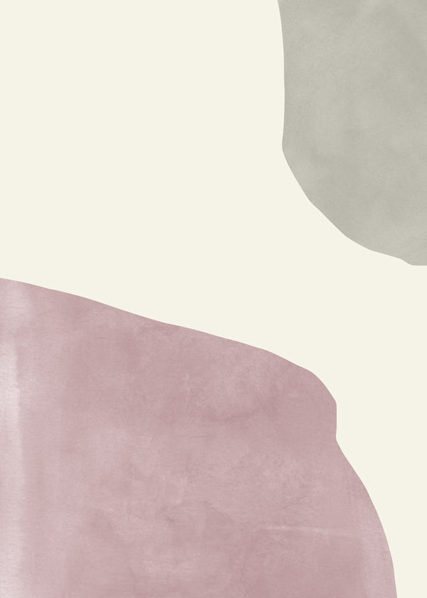 Abstracte kunst in pastelroze en zachtgrijs