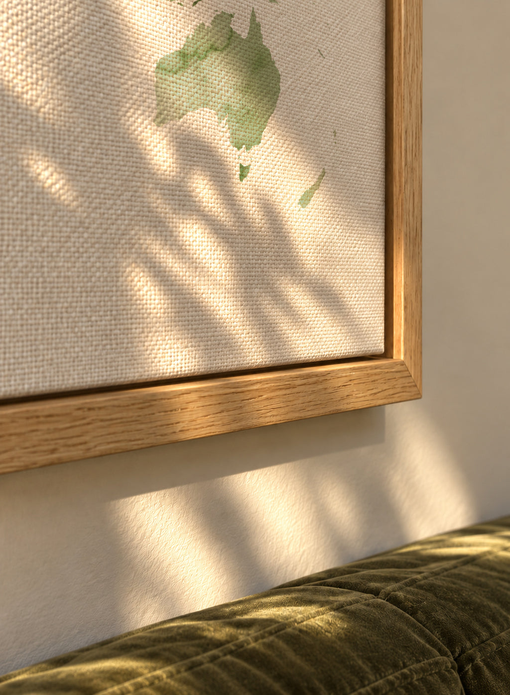 Watercolor World Map - Pastel colors - Framed canvas detail