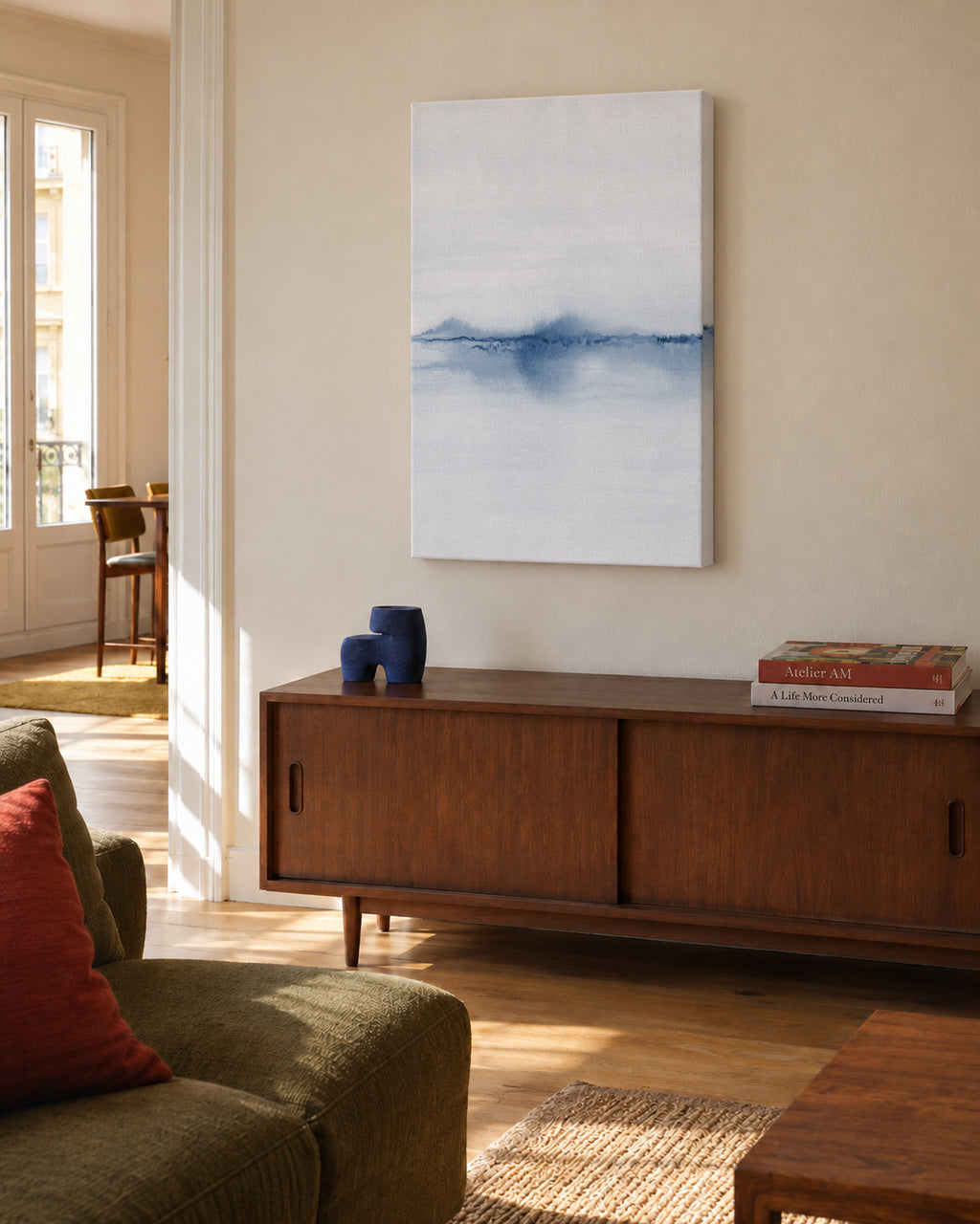 Watercolor Landscape N 28 - Unframed canvas in an interior