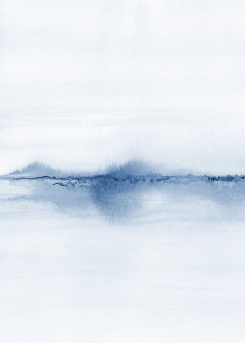 Aquarel landschap blauw minimal