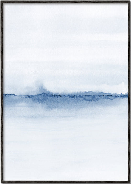 Landschap kunst aquarel blauwe horizon