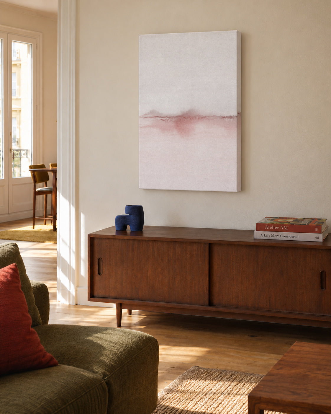 Watercolor Landscape N 30 - Unframed canvas in an interior