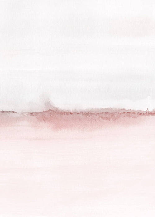 Aquarel landschap met roze horizon