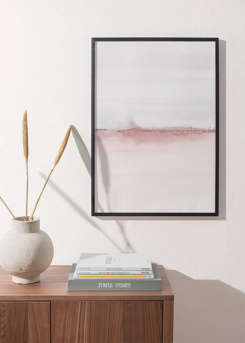 Aquarel landschap met roze horizon
