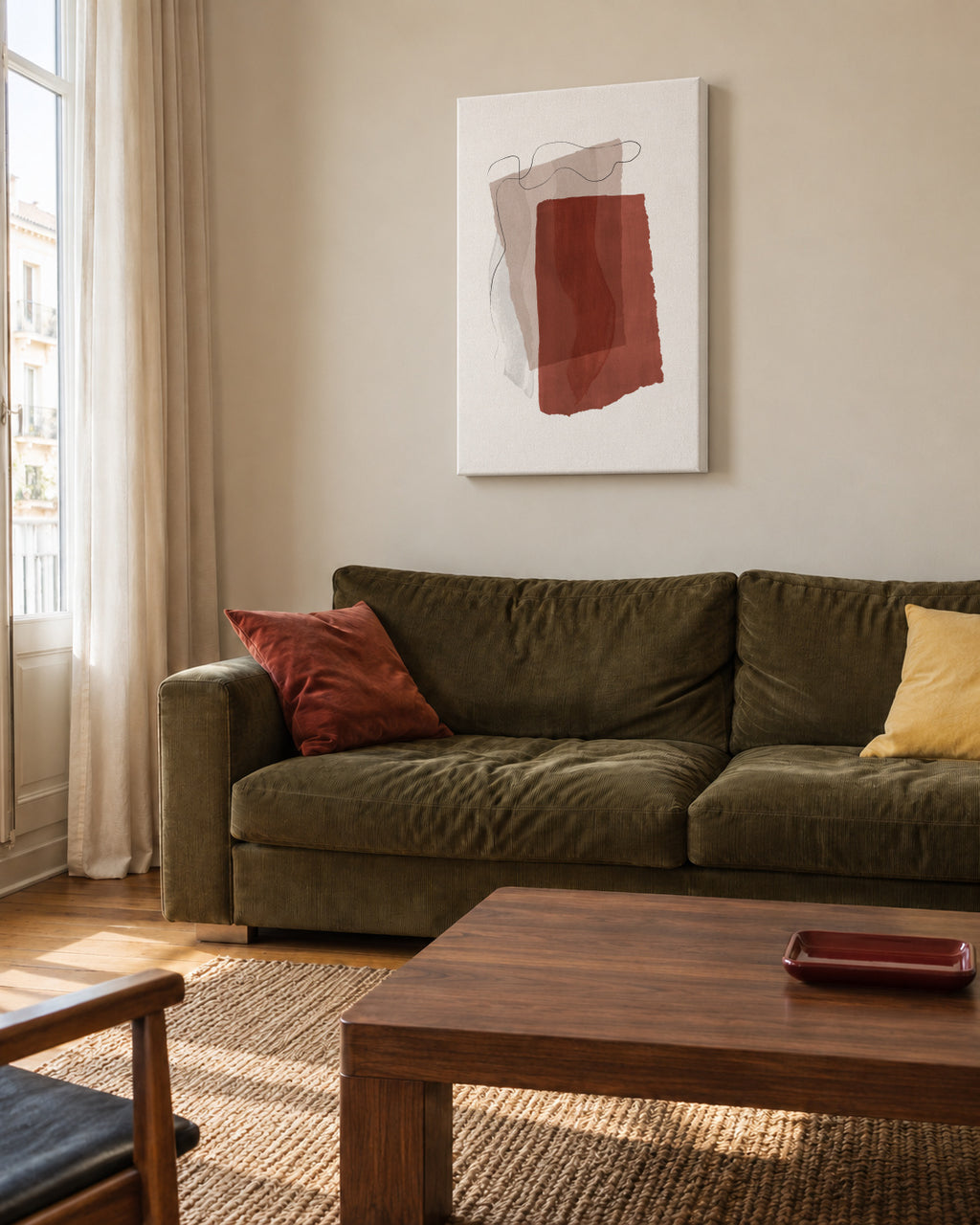 Abstract N 35 - Burnt Orange - Unframed canvas in an interior