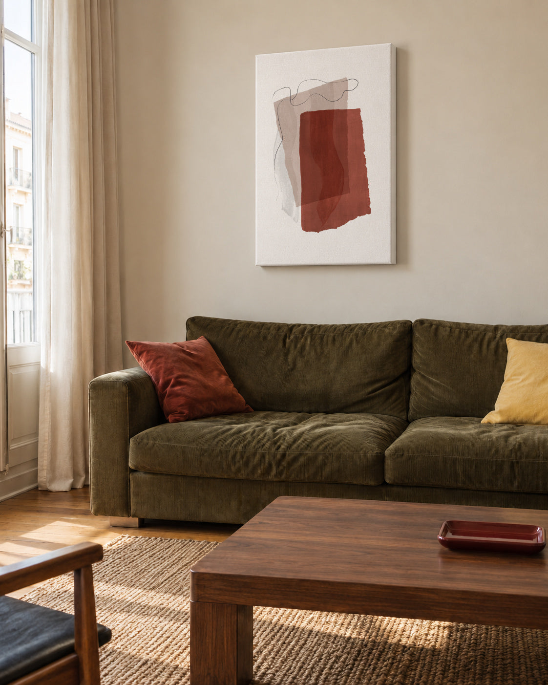 Abstract N 35 - Burnt Orange - Unframed canvas in an interior