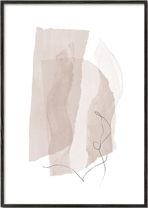 Minimalistisch beige kunstwerk met lijn