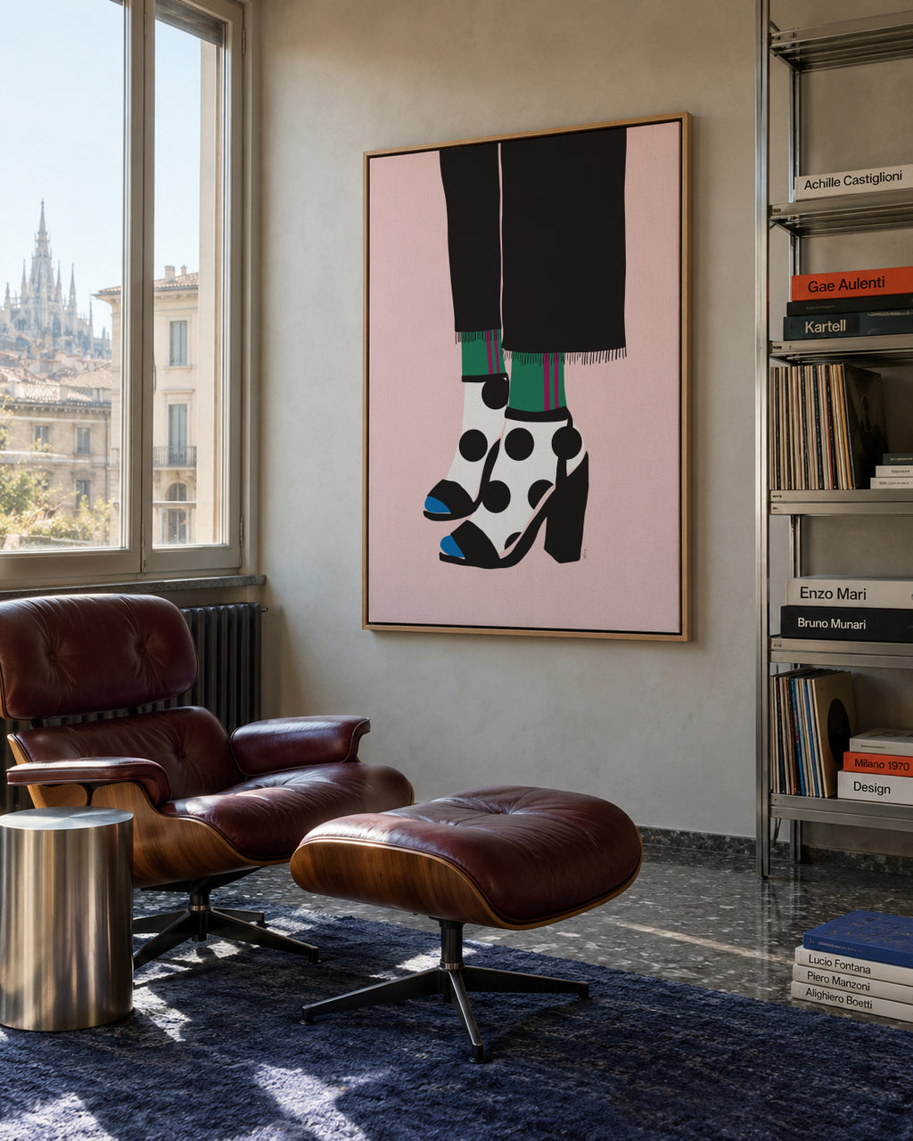 Socks and heels - Framed canvas in an interior