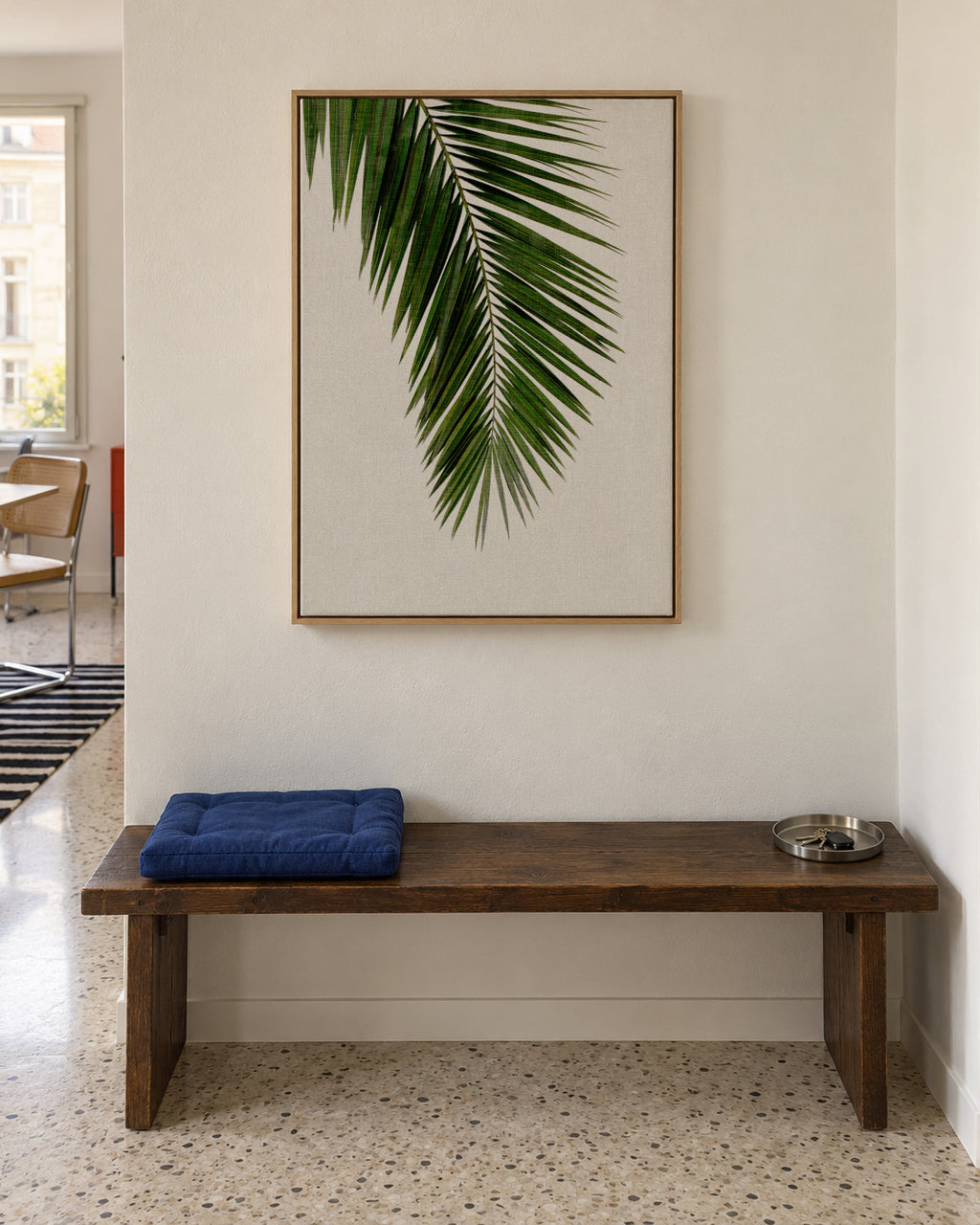 Palm Leaf I - Framed canvas in an interior