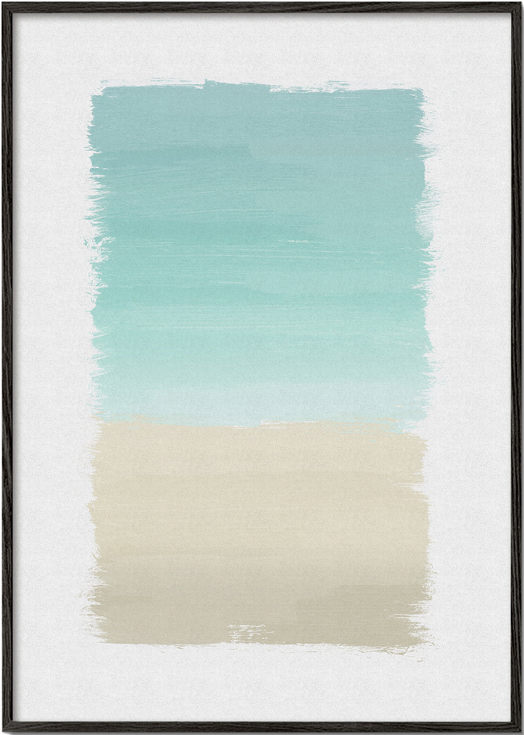 Abstract kunstwerk turquoise en beige