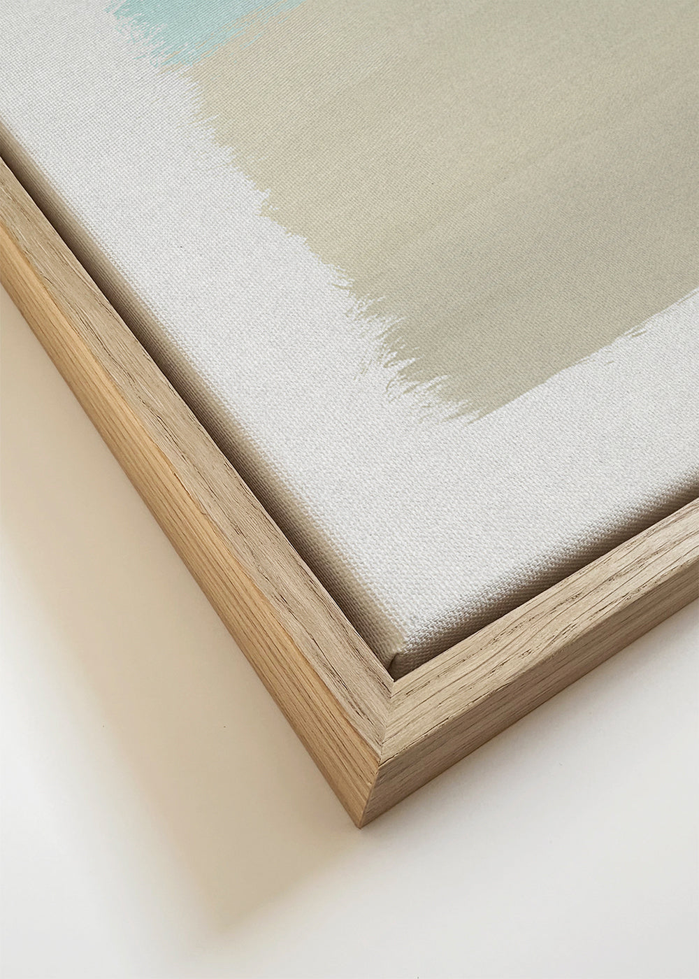 Abstract kunstwerk turquoise en beige