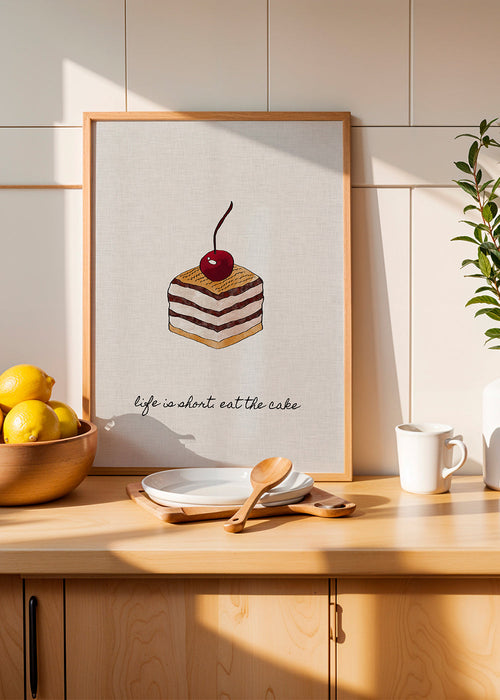Keuken kunst met taart en kers