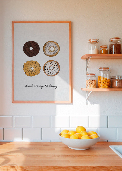 Keuken kunst met donut illustratie en speelse tekst