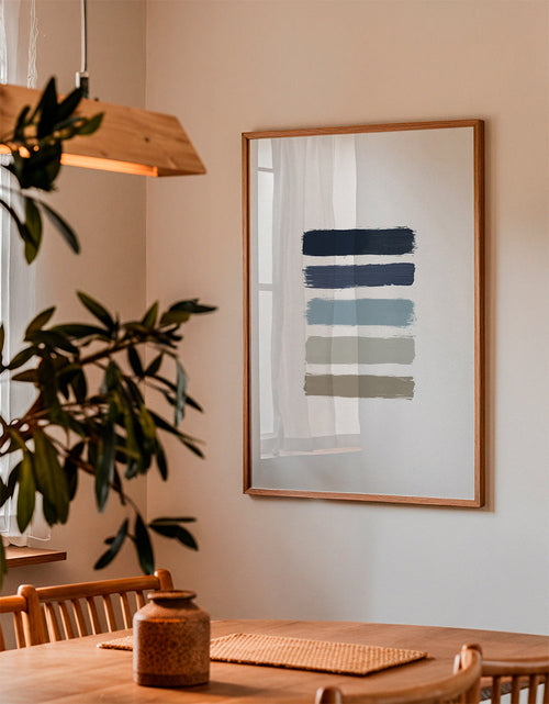 Minimalistisch ontwerp met blauwe en taupe strepen