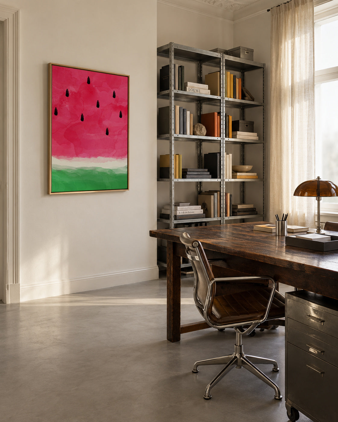 Watermelon abstract - Framed canvas in an interior