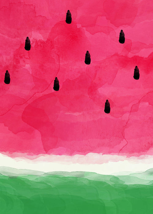 Keuken kunst: watermeloen aquarel studie
