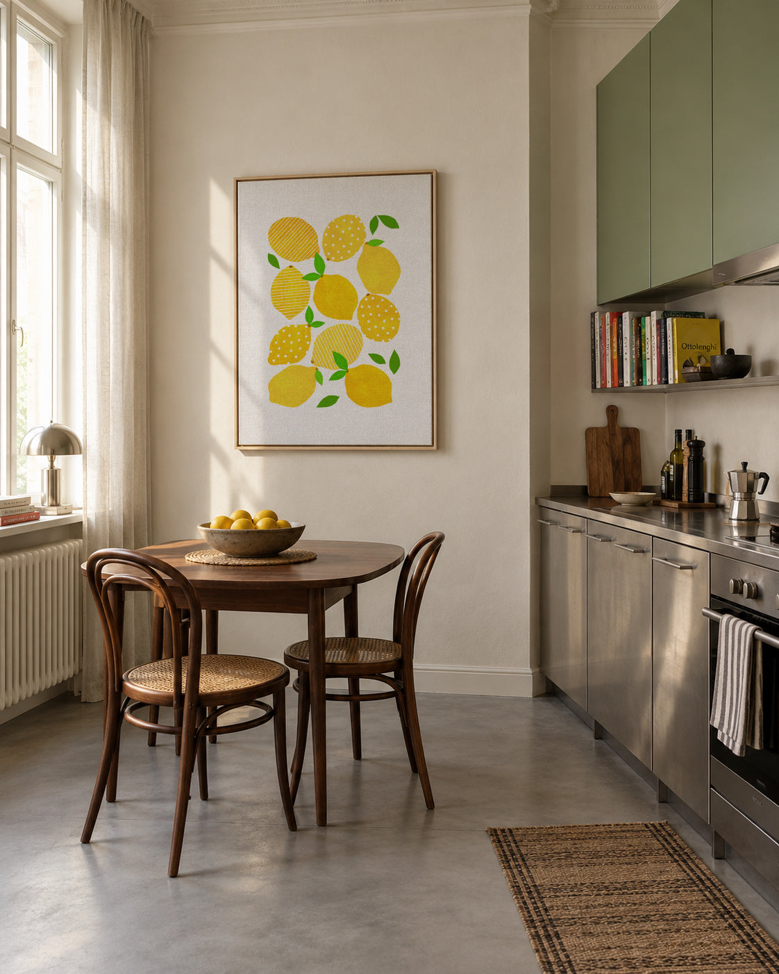 Lemon crowd - Framed canvas in an interior