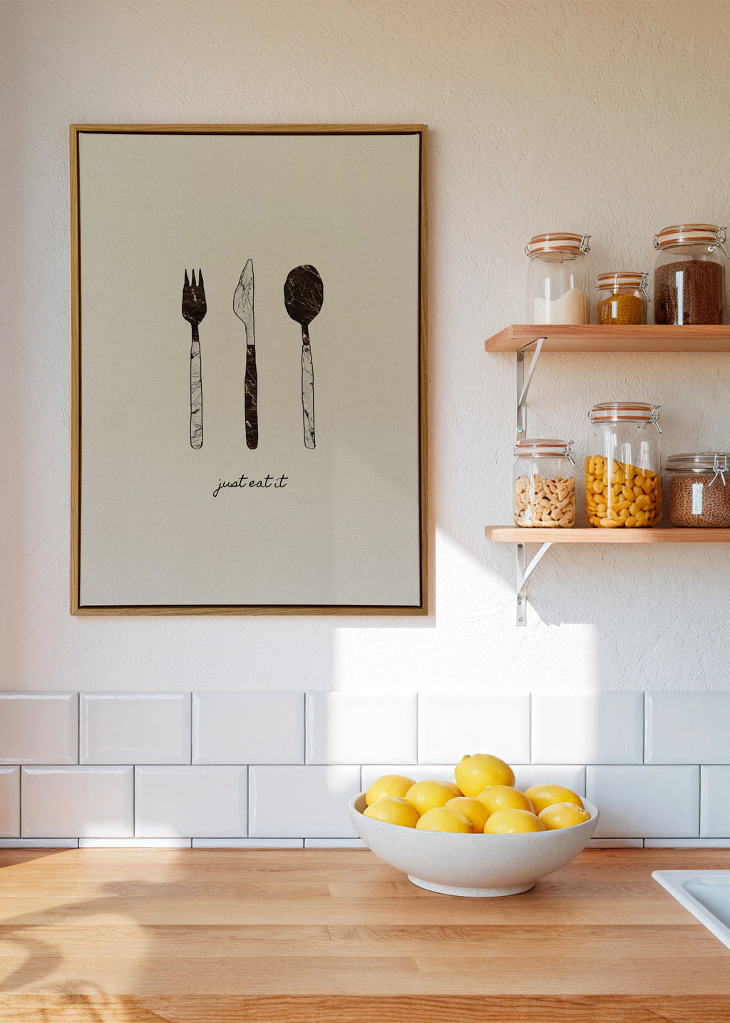 Just eat it - Framed canvas in an interior