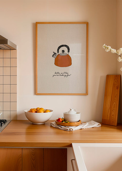 Keuken kunst geillustreerde ketel met handschrift