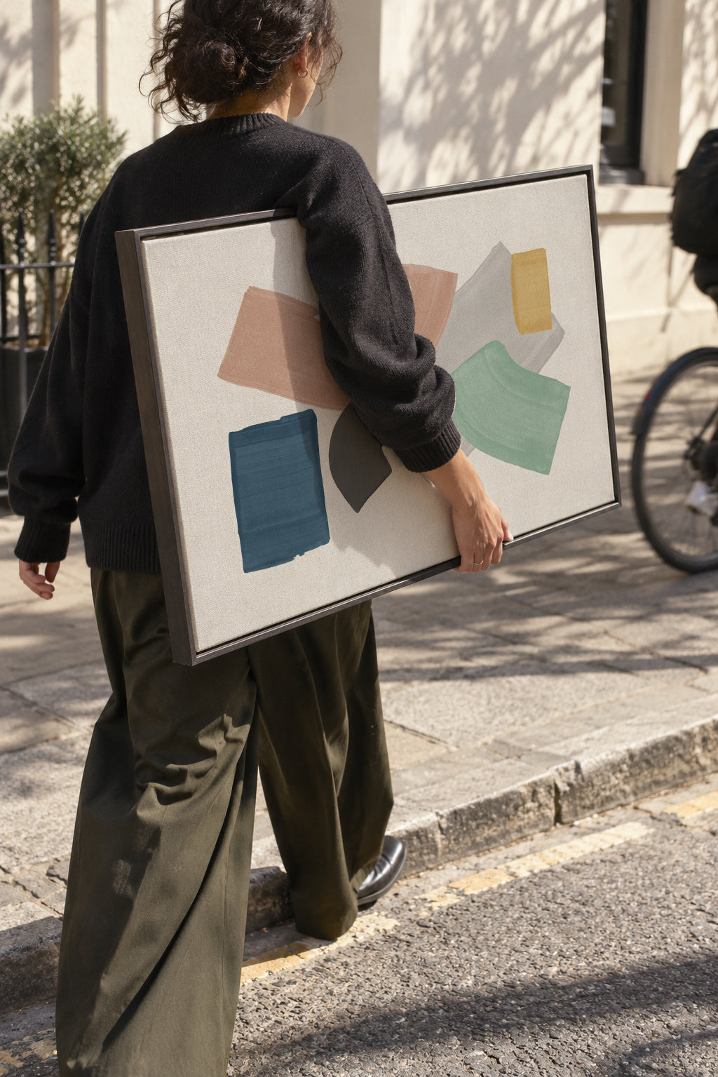 Pastel Paint Blocks - Framed canvas in an interior