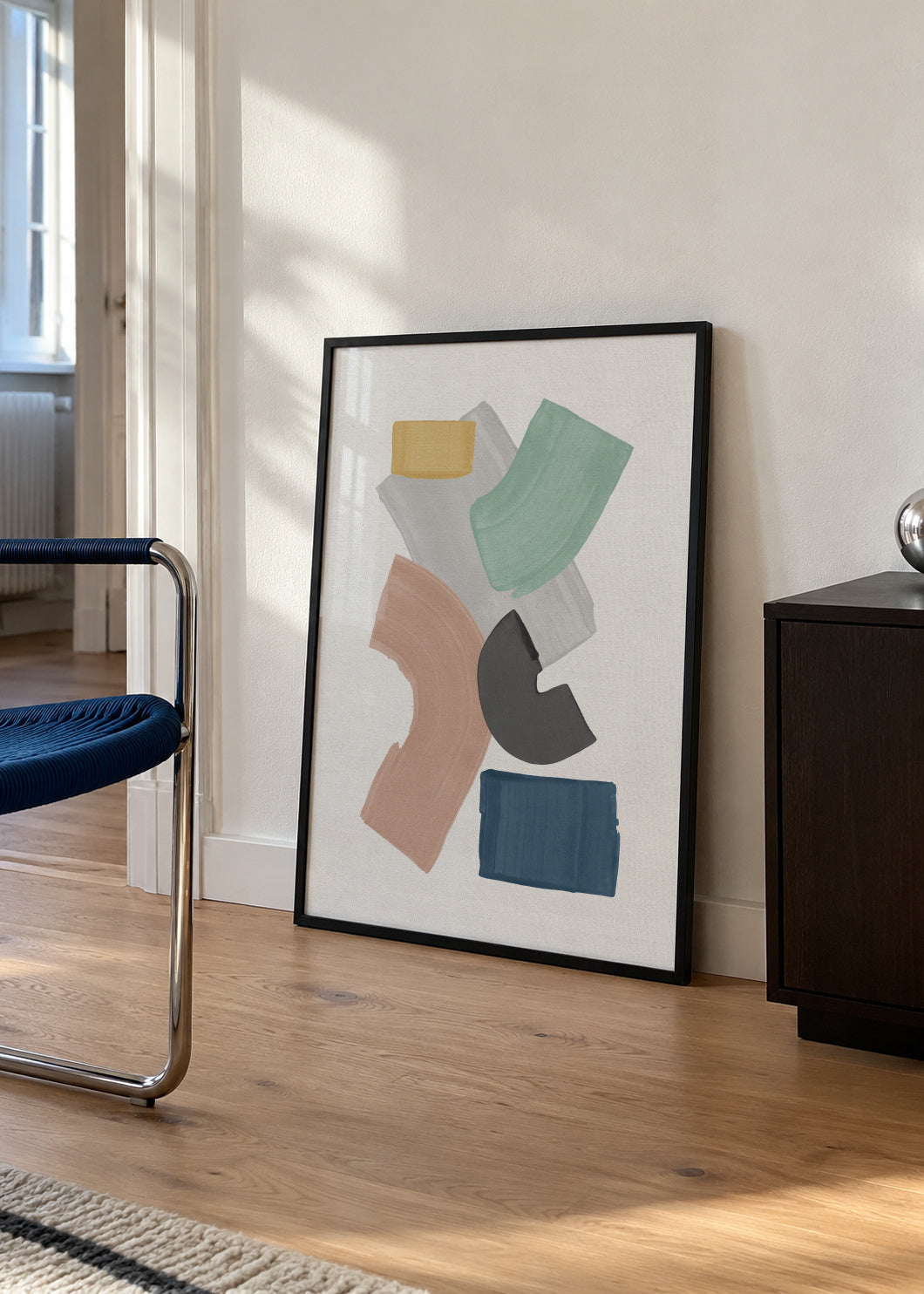 Pastel Paint Blocks - Framed poster in an interior