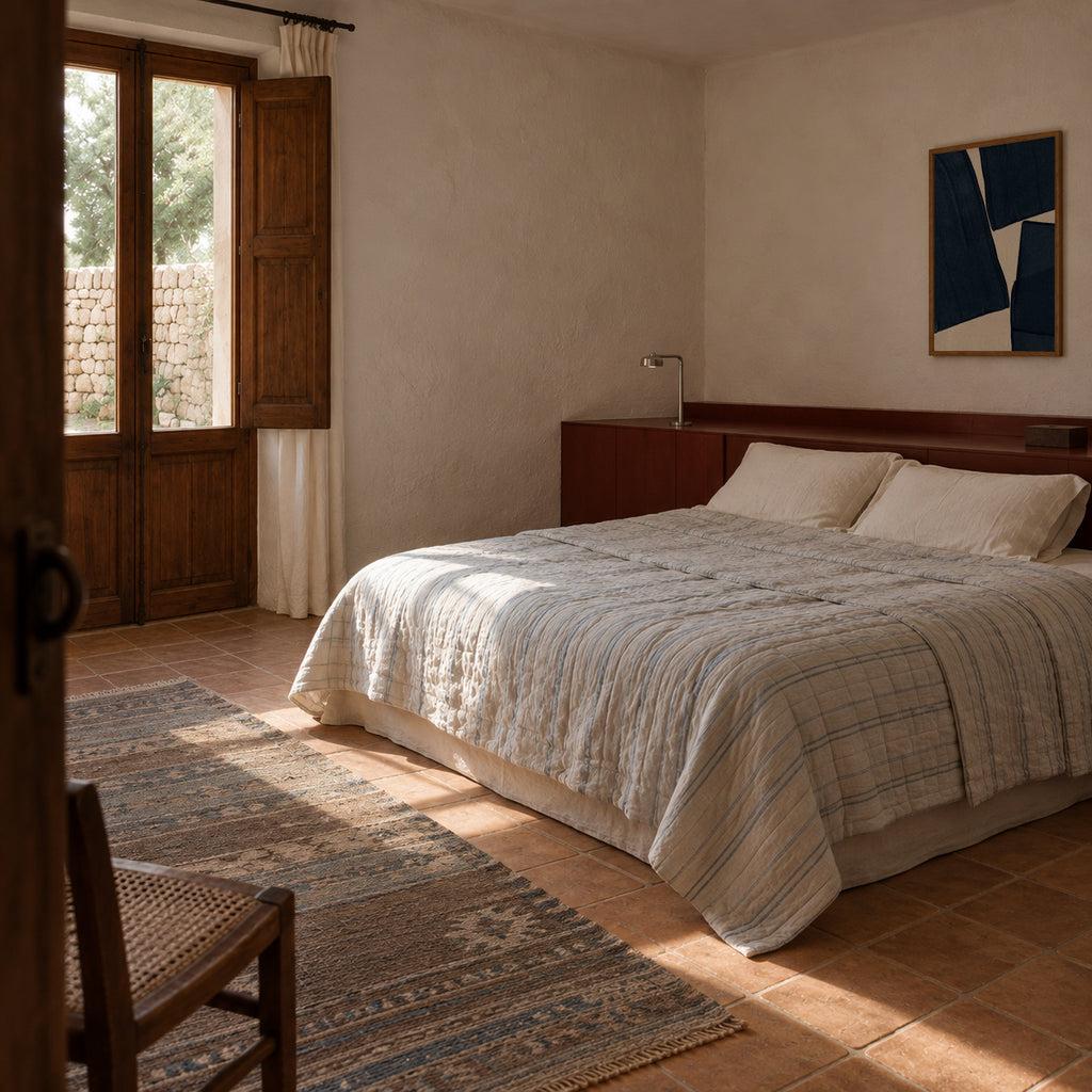Minimalist Painting Blue III - Framed poster in an interior