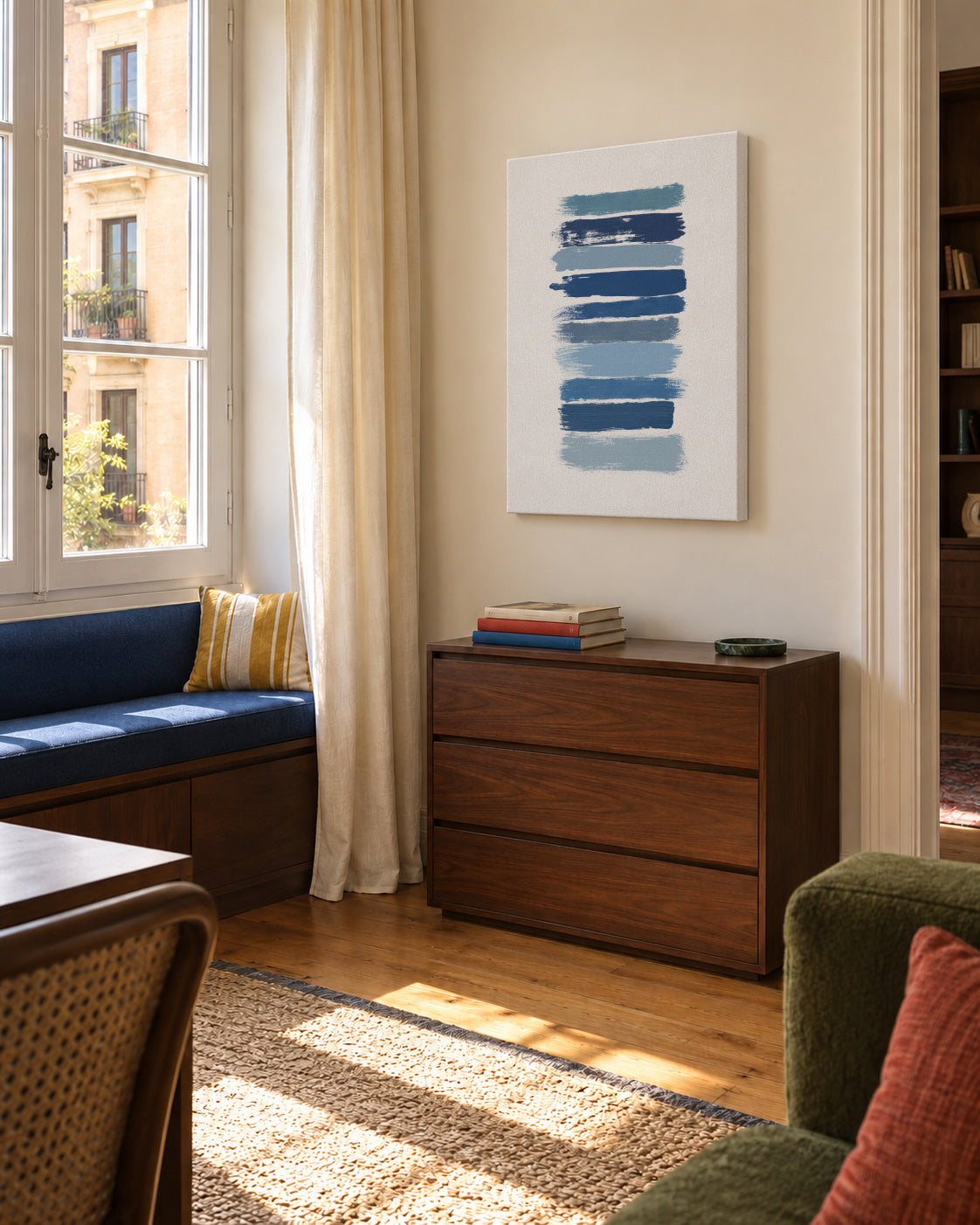 Ombre Blue - Unframed canvas in an interior