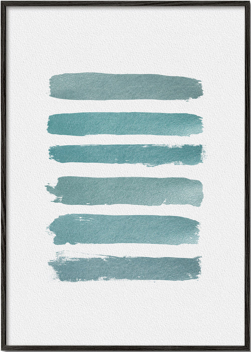 Abstract schilderij met turquoise streken