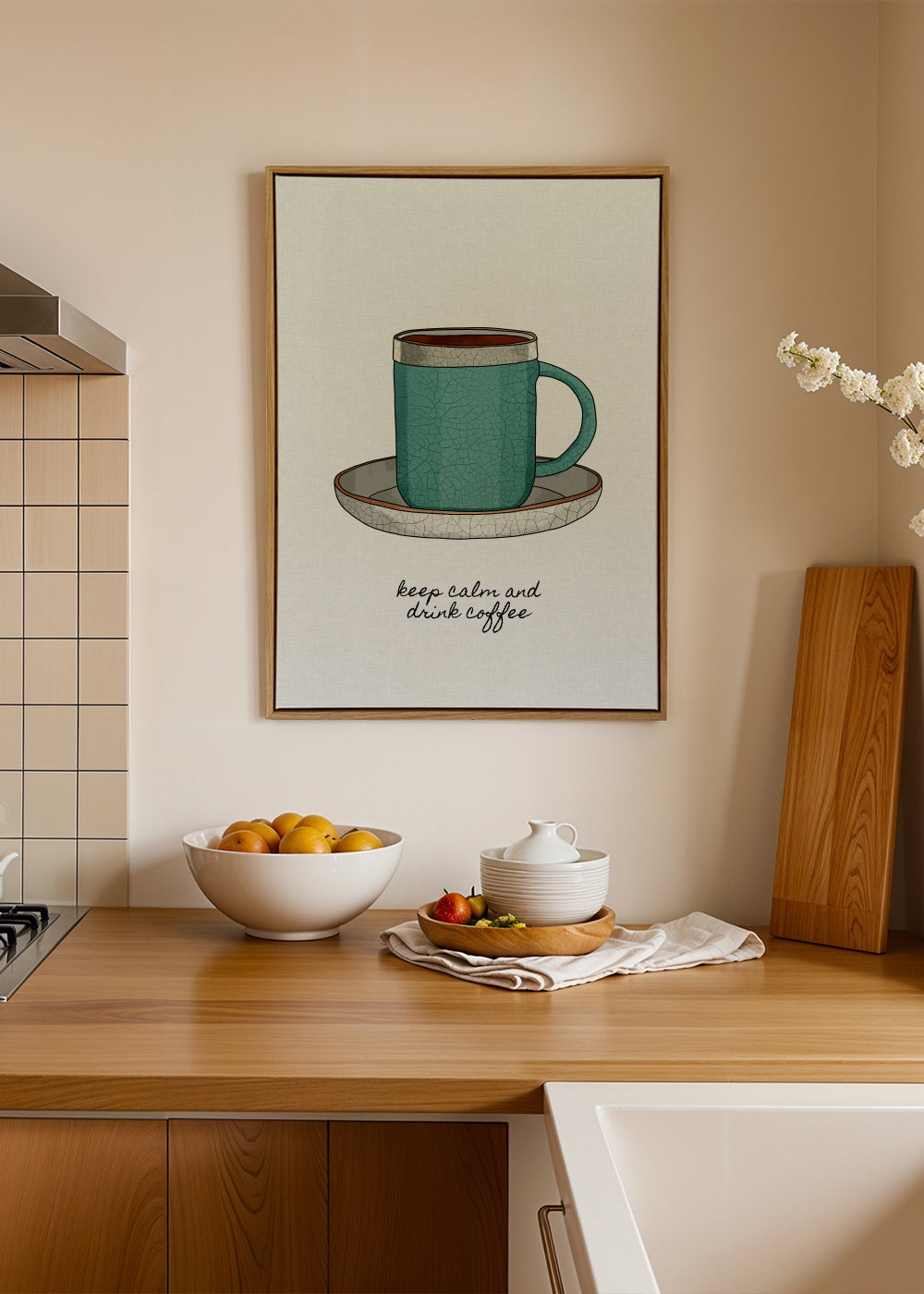 Keep Calm and Drink Coffee - Framed canvas in an interior