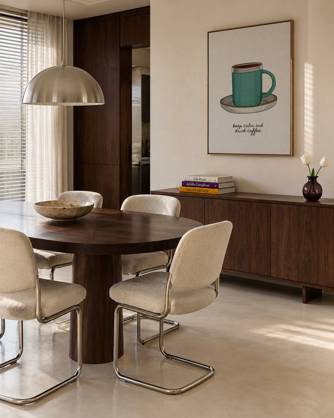 Keep Calm and Drink Coffee - Framed canvas in an interior