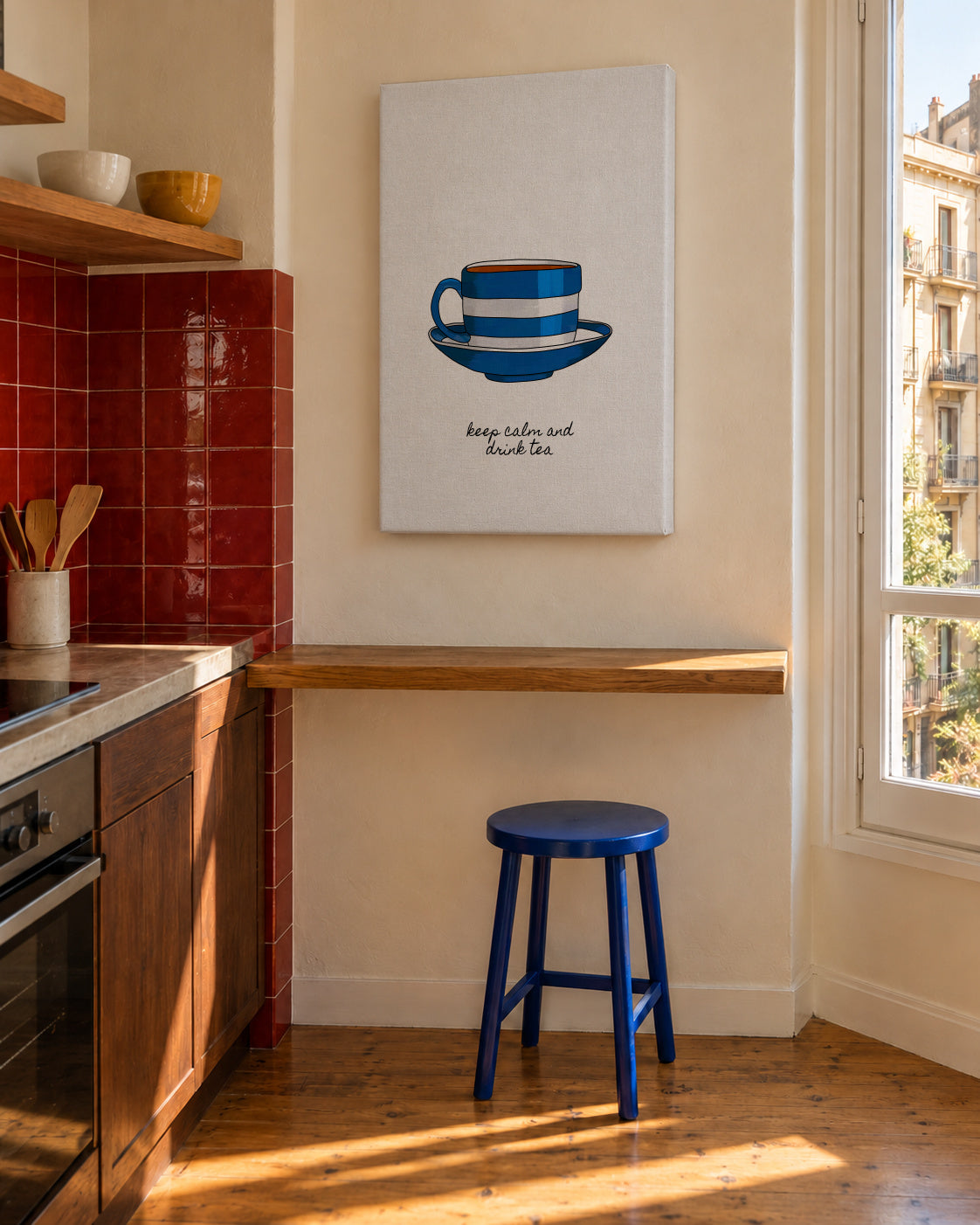 Keep Calm and Drink Tea - Unframed canvas in an interior
