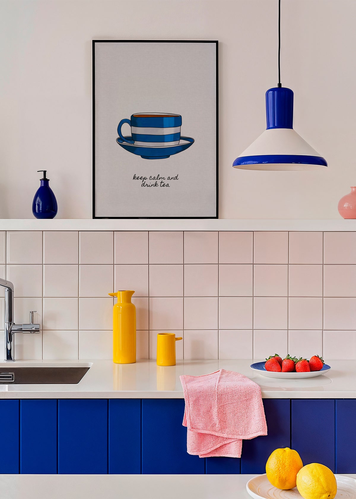 Keep Calm and Drink Tea - Framed poster in an interior
