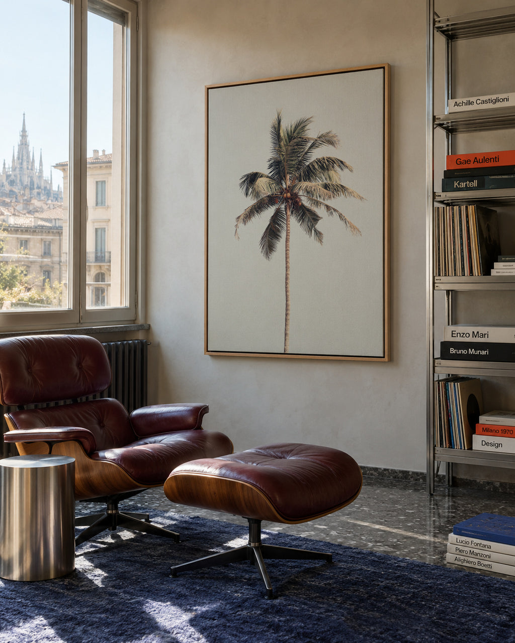 Palm tree by the beach - Framed canvas in an interior