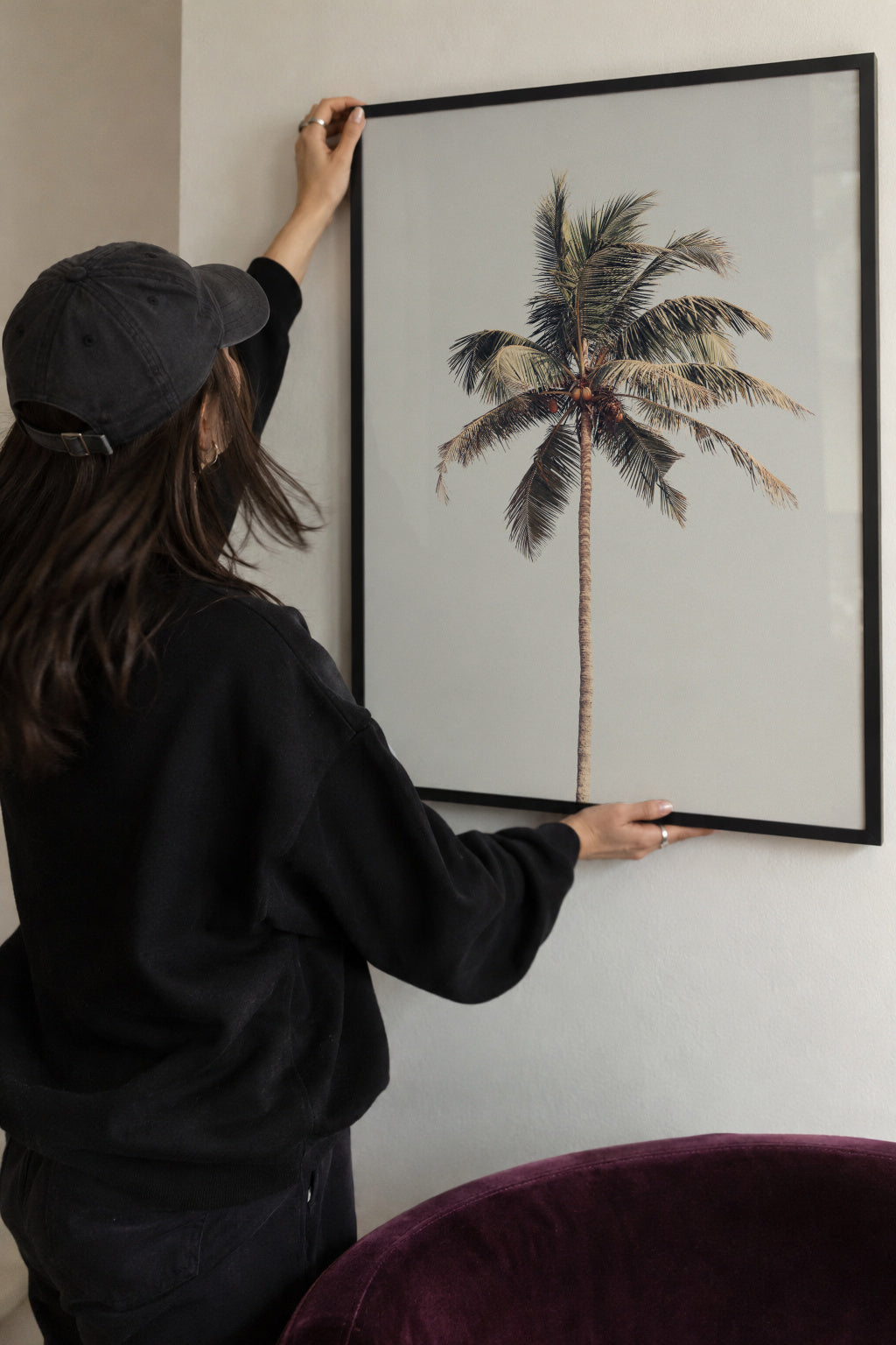 Palm tree by the beach - Framed poster detail