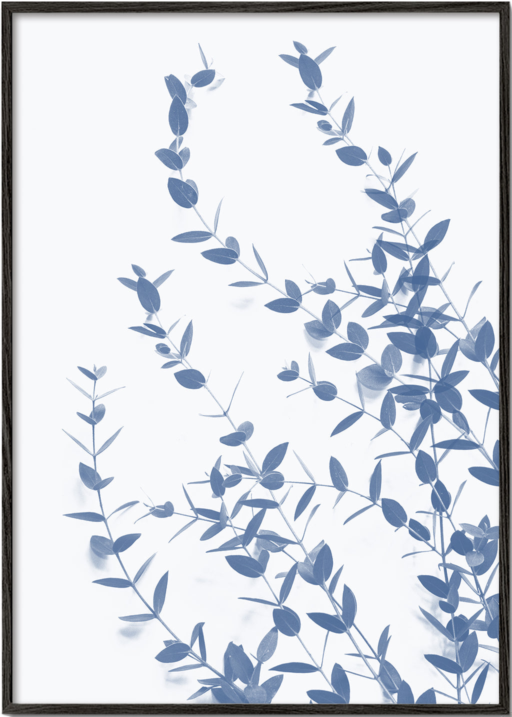 Botanische print blauwe bladeren op lichte achtergrond