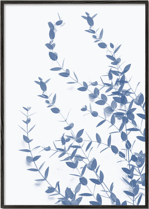 Botanische print blauwe bladeren op lichte achtergrond