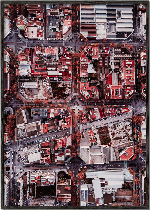 Stadsposter luchtfoto rode daken