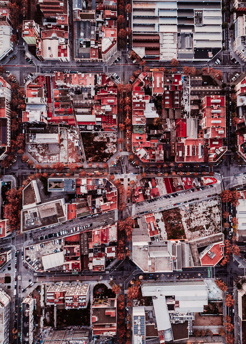 Stadsposter luchtfoto rode daken