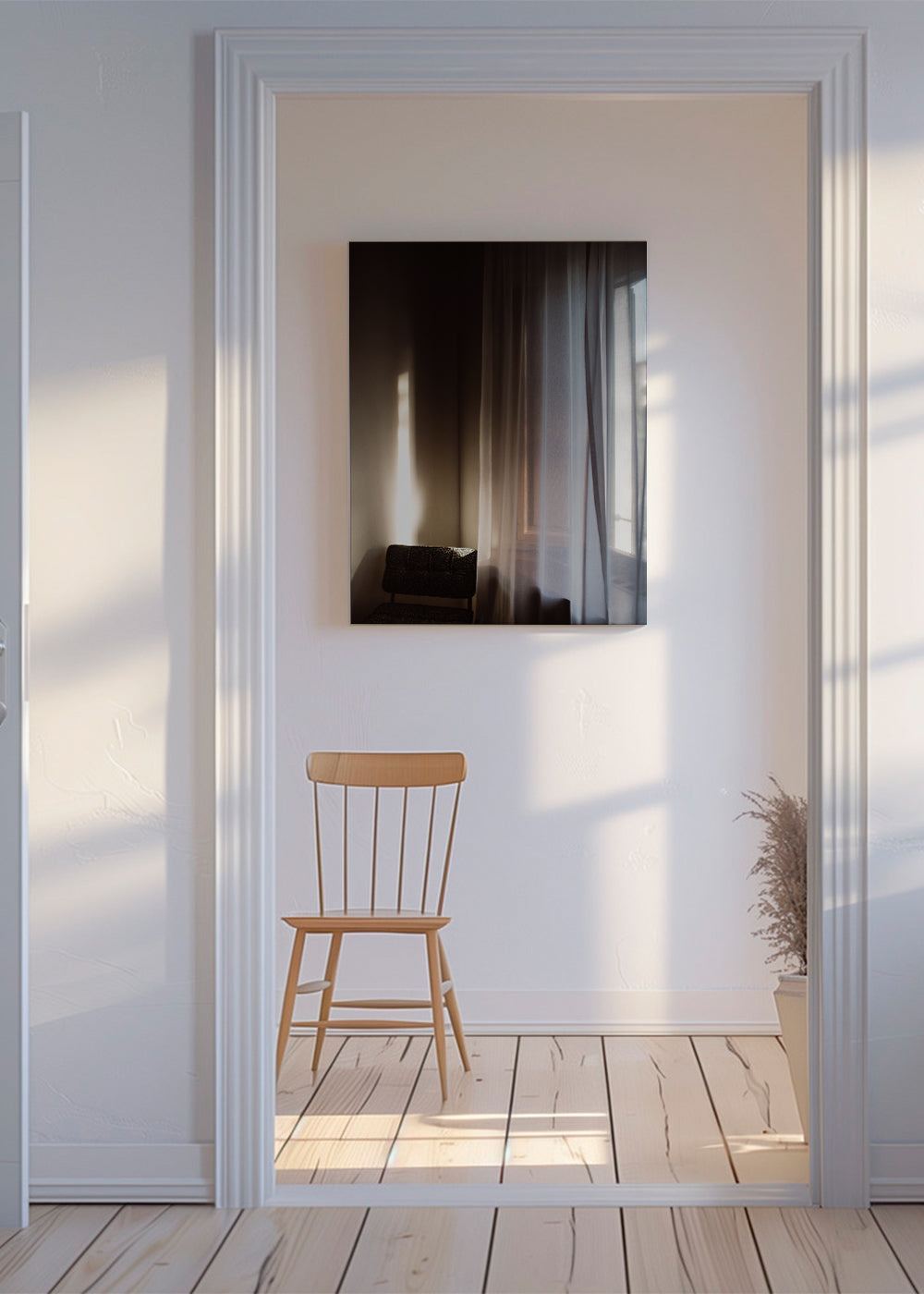 Fotografie van raamgordijn met zacht licht