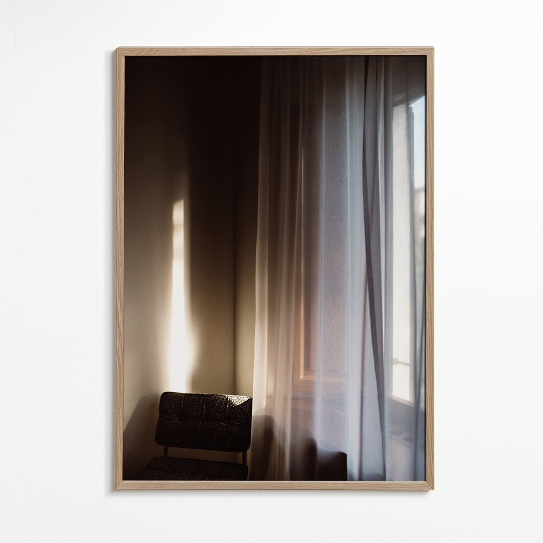 Fotografie van raamgordijn met zacht licht