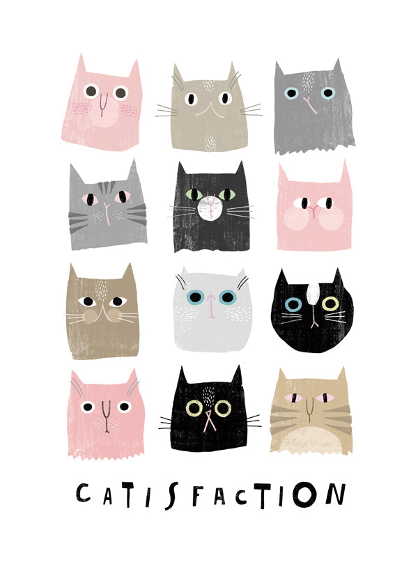 Speelse kattenillustratie in raster
