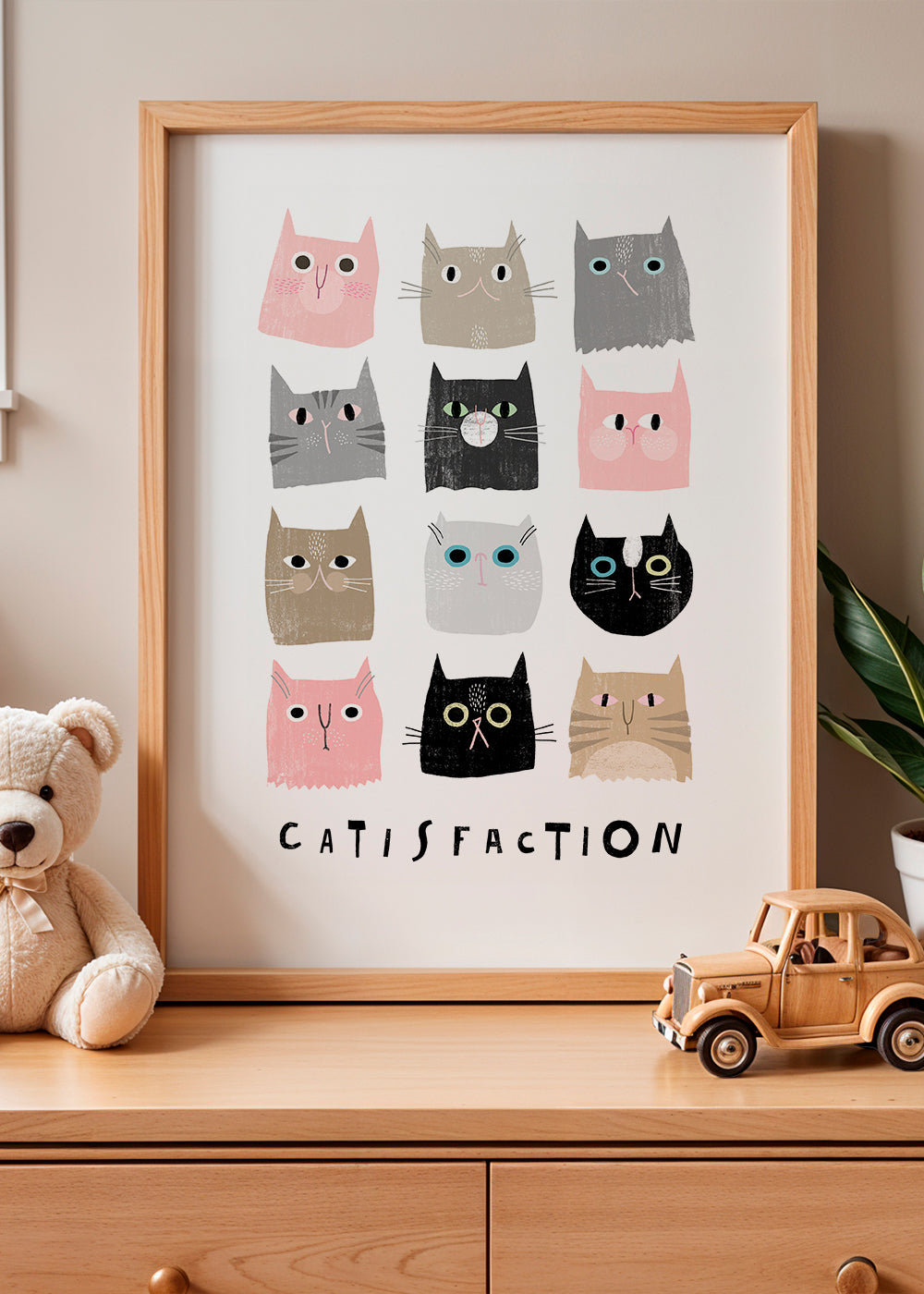 Speelse kattenillustratie in raster