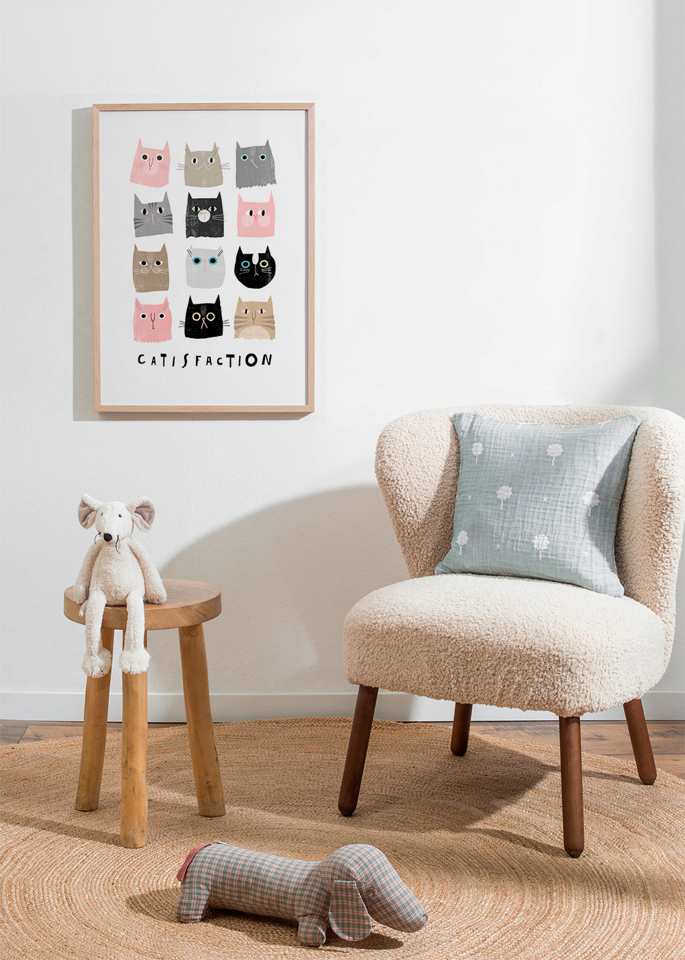 Speelse kattenillustratie in raster