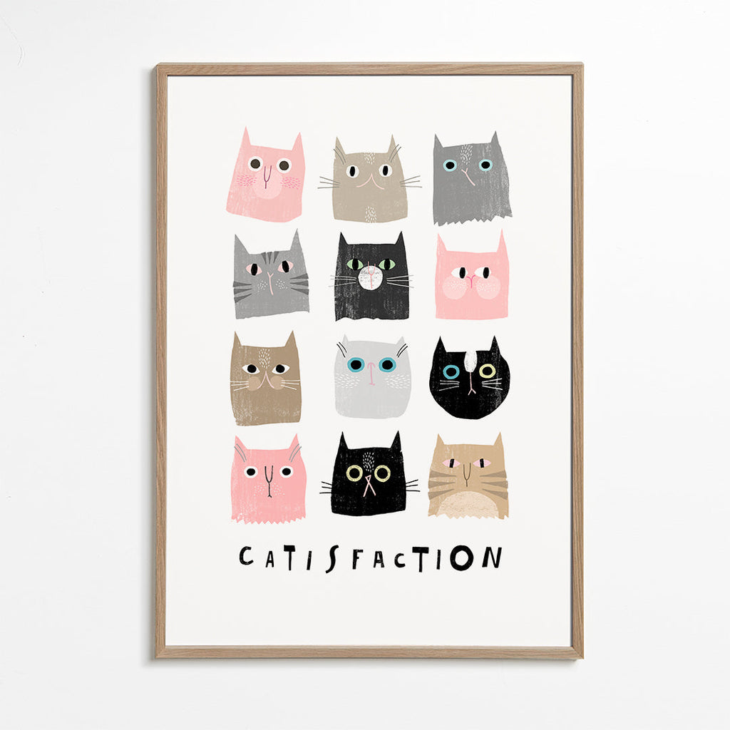 Speelse kattenillustratie in raster