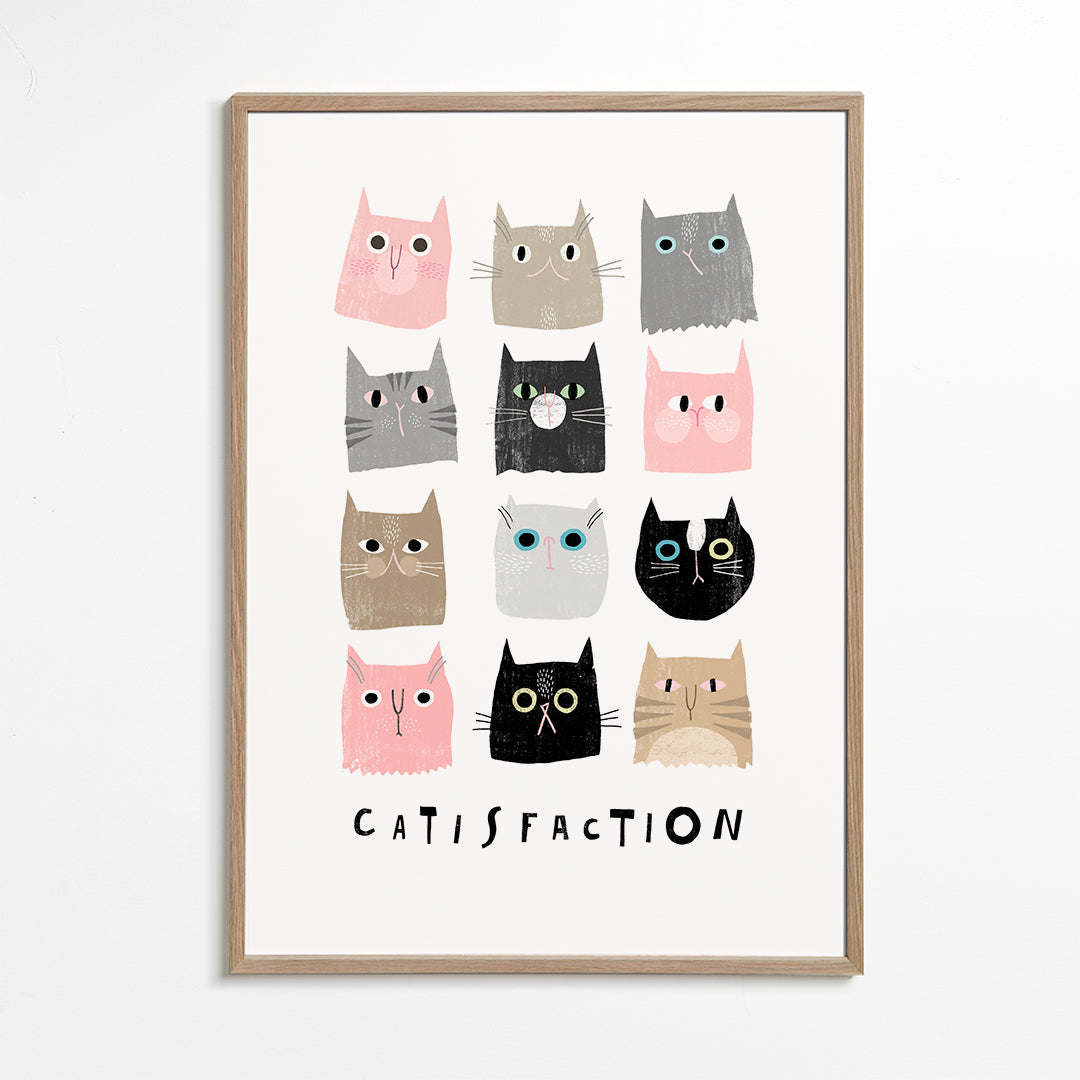 Speelse kattenillustratie in raster