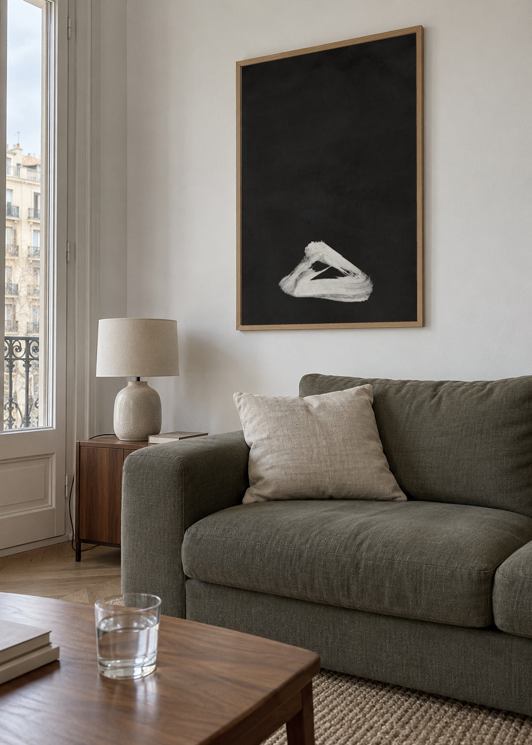 Minimal Landscape Black and White 02 - Framed poster in an interior
