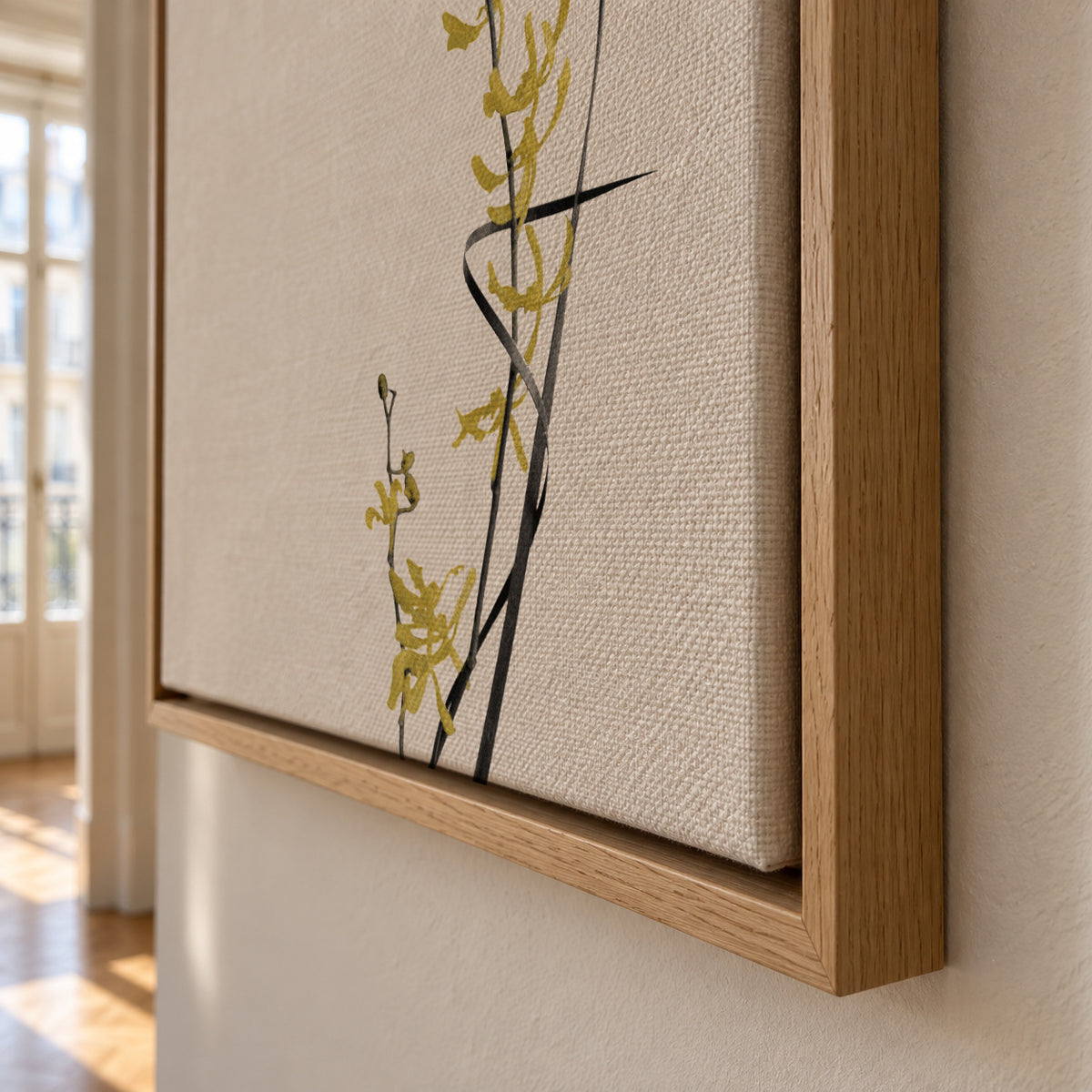 Flower Minimal Black and Gold 06 - Framed canvas detail