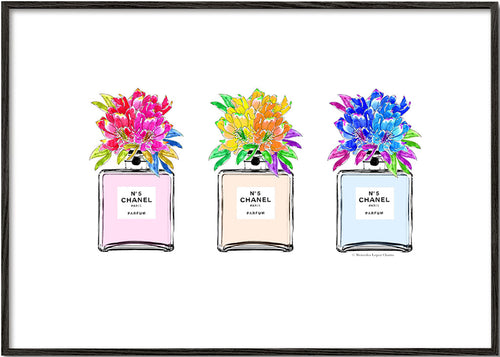 Illustratie parfumflessen met bloemen