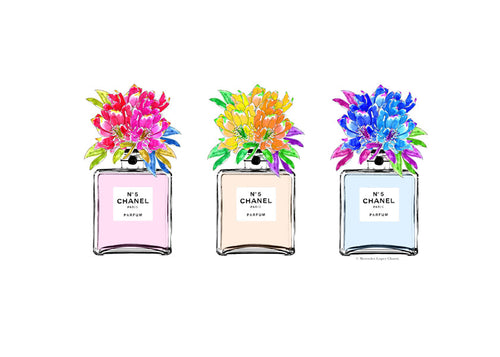 Illustratie parfumflessen met bloemen