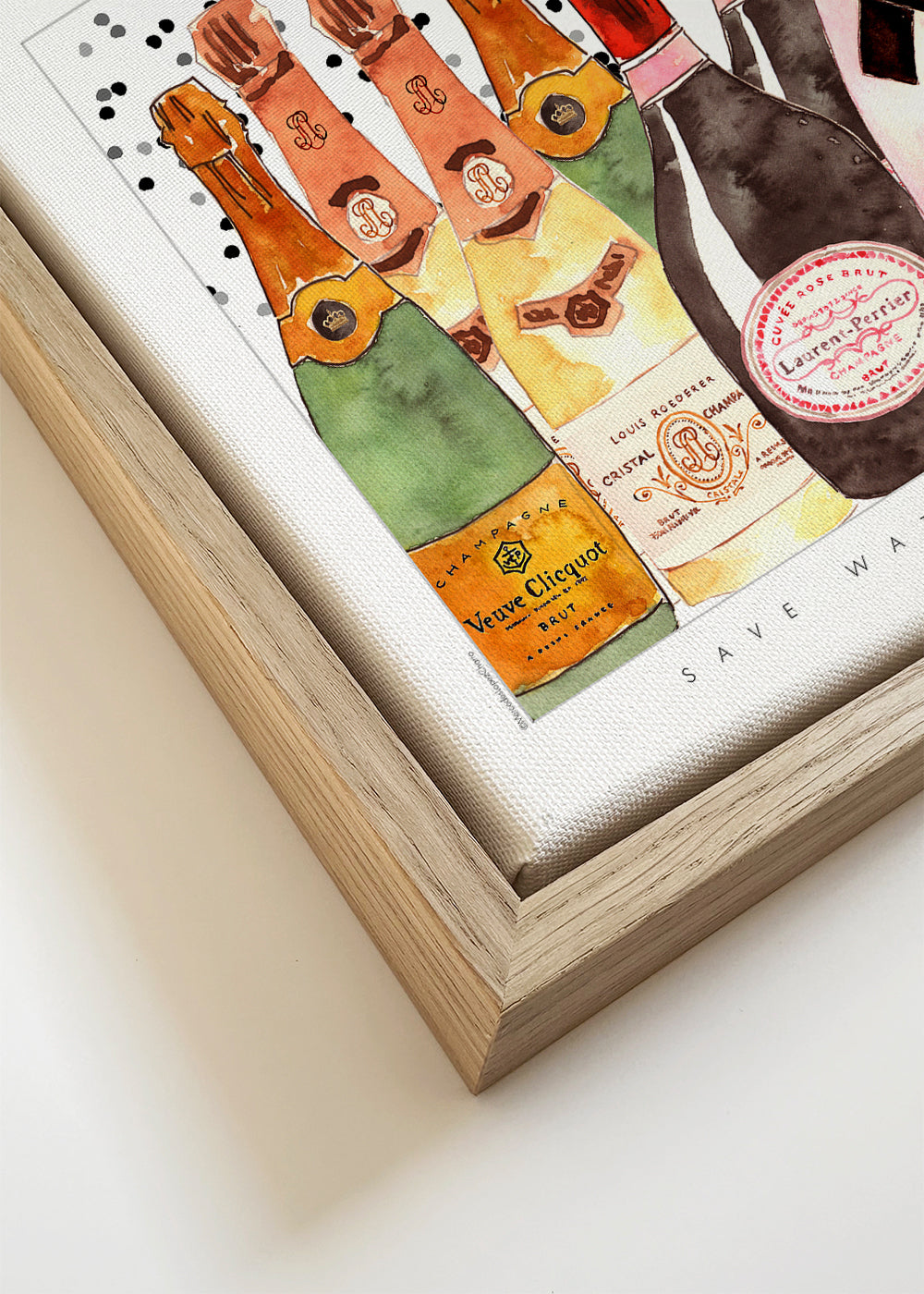 Keuken kunst met geïllustreerde champagneflessen